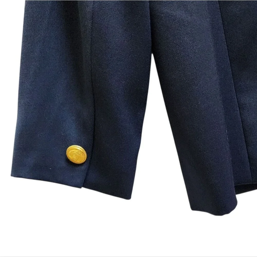 Appleseeds Navy 100% Wool Blazer Women Sz 18 Button Sheen Preppy Classic Vintage